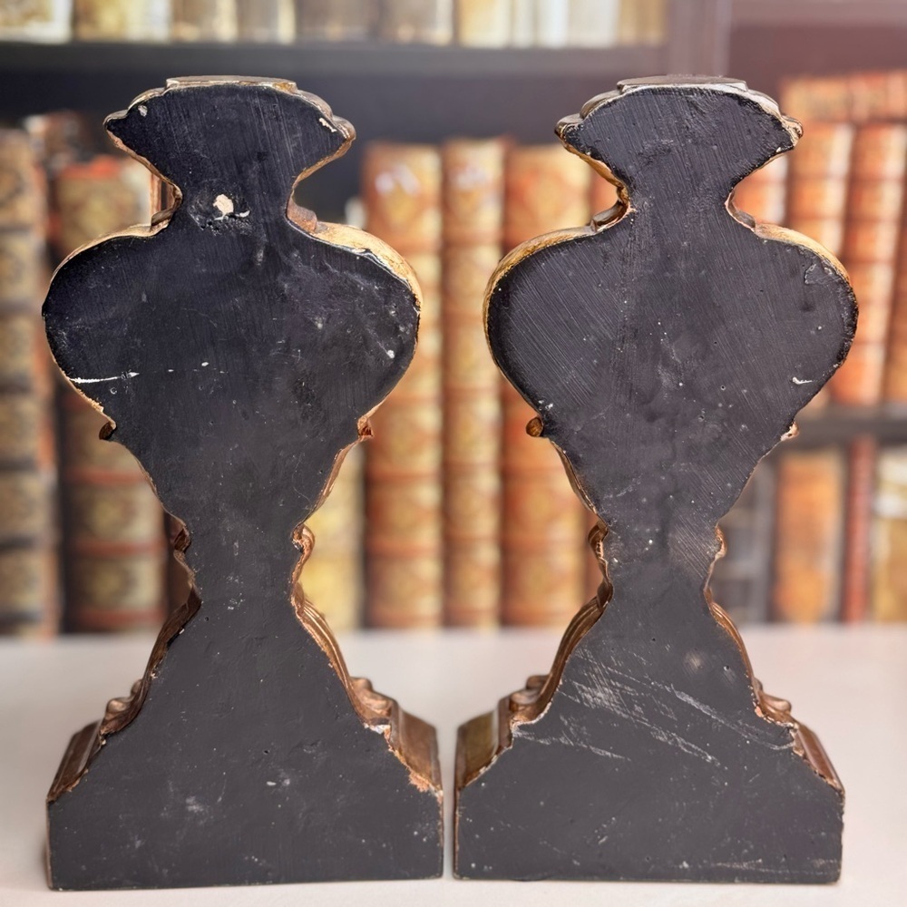 Vintage Estate Marble Inlay Wooden Bookends - Picture 6 of 10